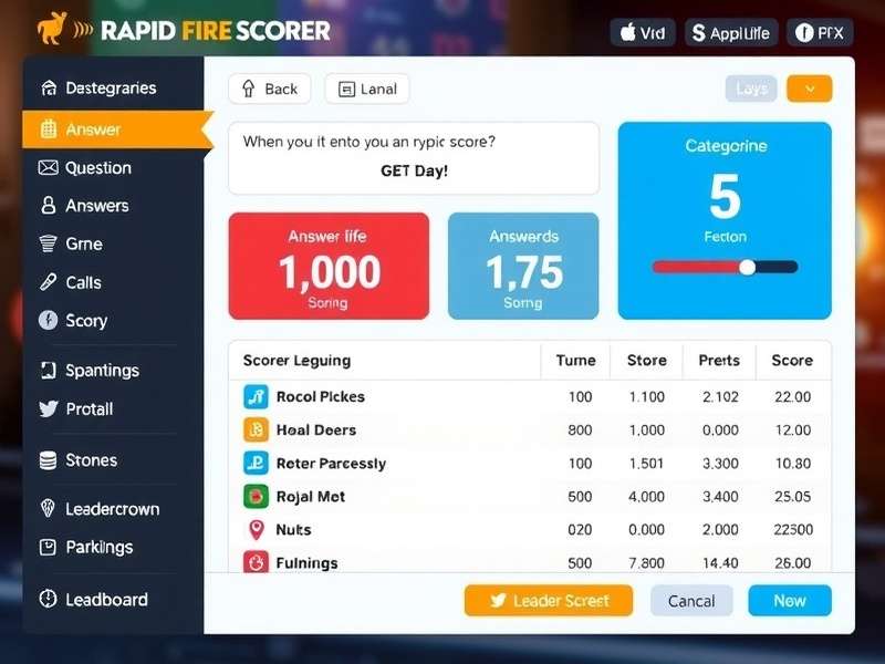 Rapid Fire Scorer scoring breakdown and leaderboard display
