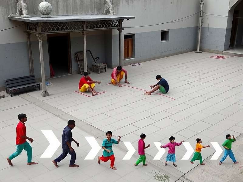 Traditional Indian children playing Chowk Patthar Champ