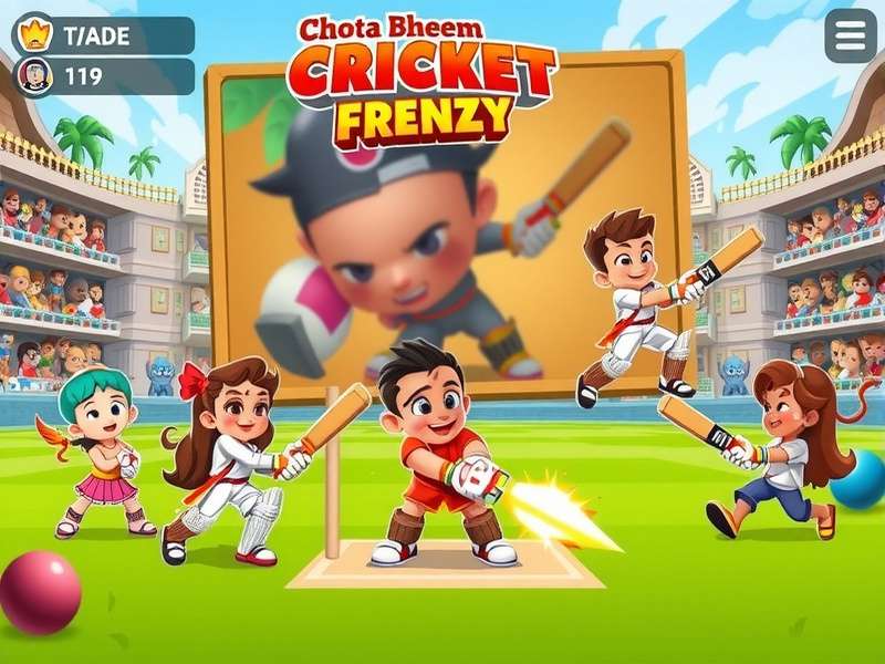 Chhota Bheem Cricket Frenzy gameplay screenshot showing characters in action