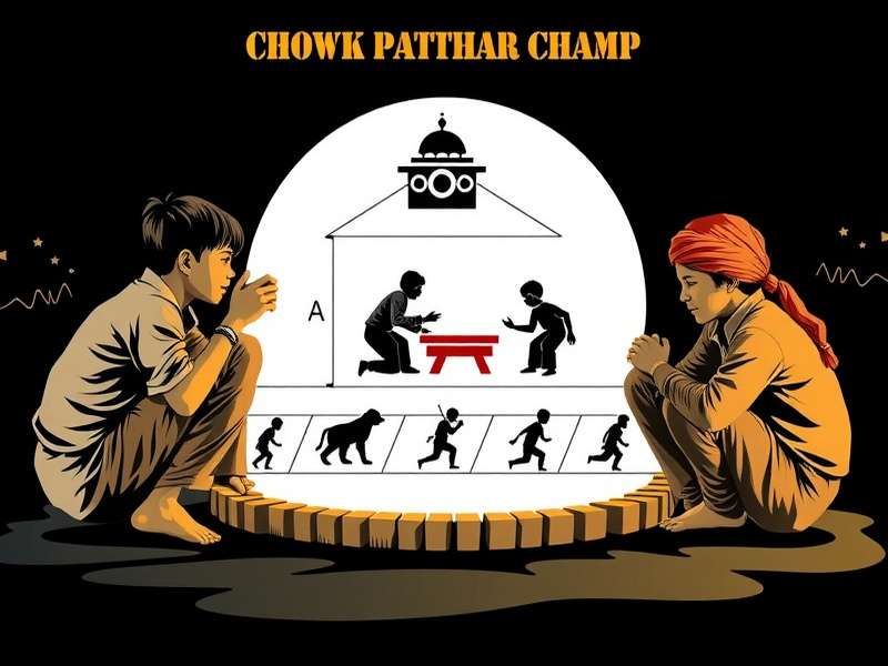 Diagram showing Chowk Patthar Champ gameplay sequence