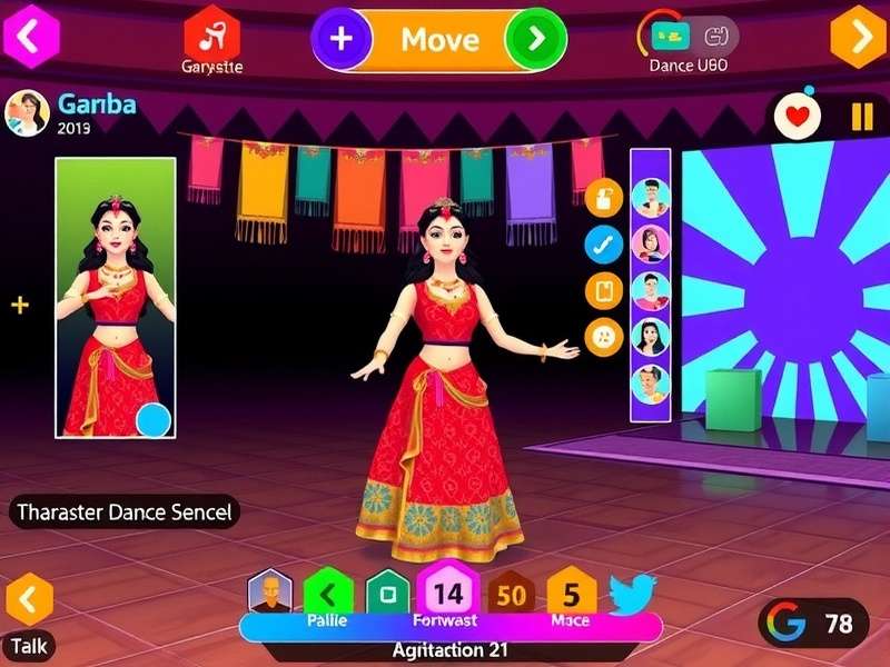 Garba Glam gameplay showing traditional dance moves and colorful interface