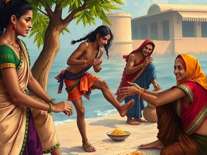 Historical depiction of traditional Indian games