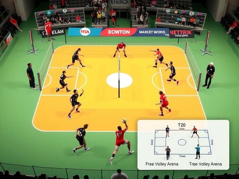 T20 Volley Arena match in progress showing intense gameplay