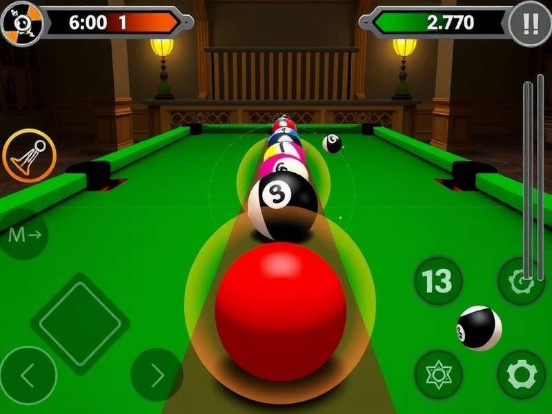 India 8 Ball Conqueror control interface showing aiming and power mechanics