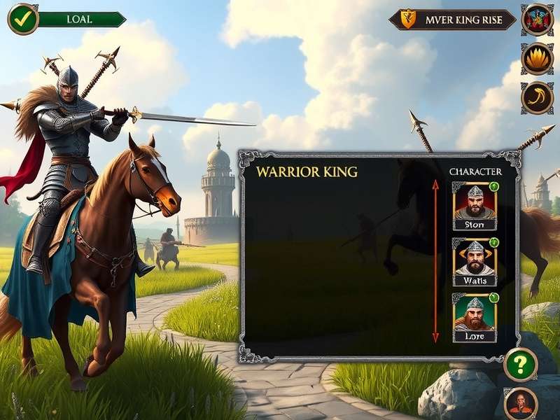 Warrior King Rise gameplay screenshot showing epic battle scene