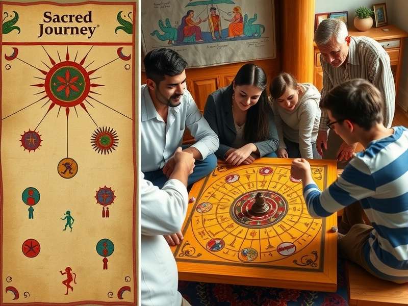 Modern family playing Sacred Indian Journeys board game