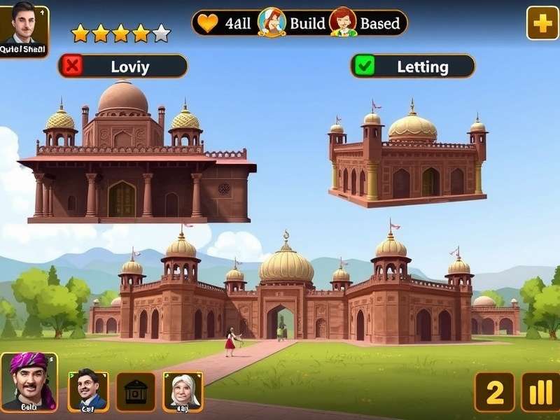 Qutb Shahi Stars gameplay screenshot showing historical architecture and character interactions