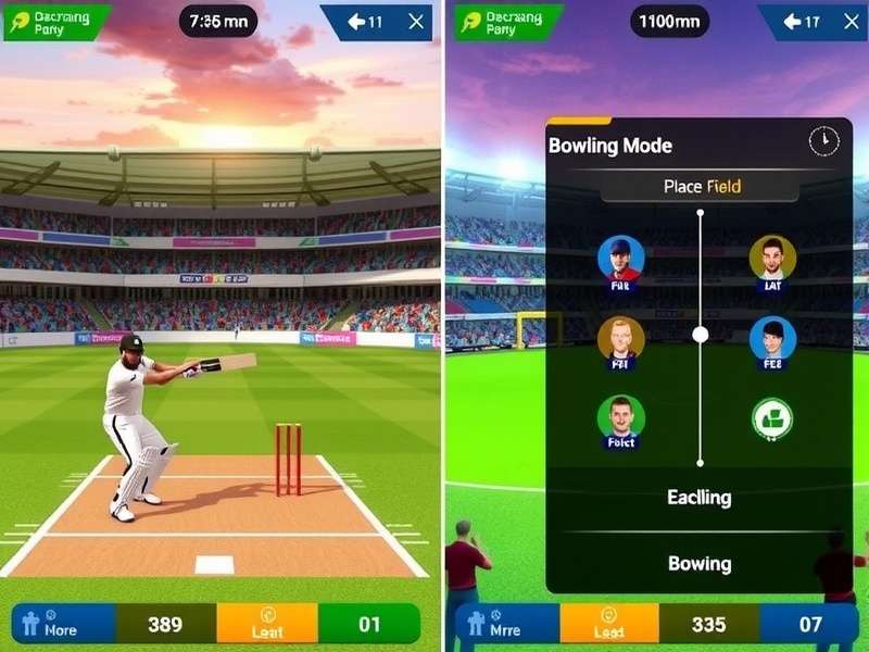 Ultra Cricket Mania fielding and bowling interface