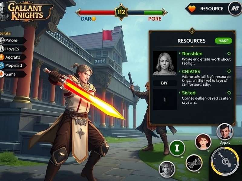 Gallant Knights resource management interface