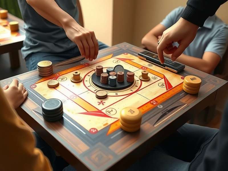 Historical carrom board and pieces