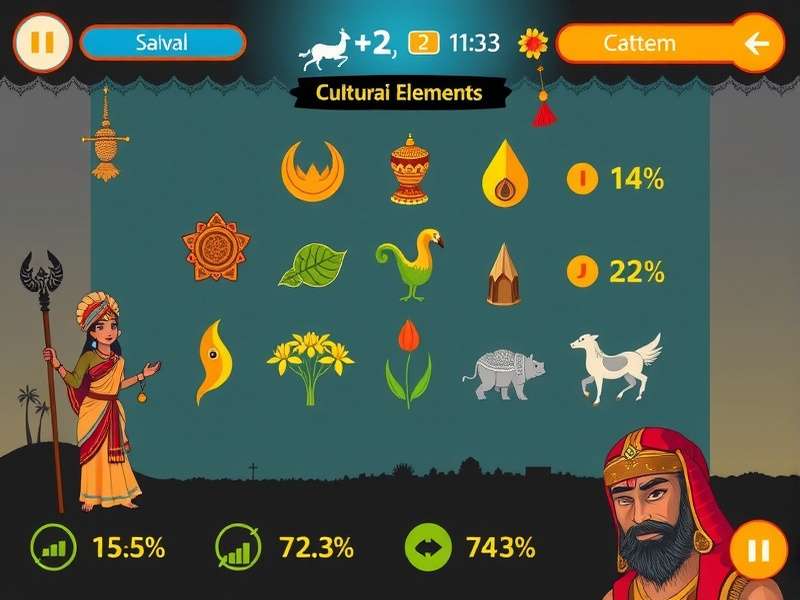 Gujarati Genius Quest gameplay interface showing cultural elements