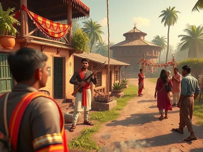 Rural India Rover character interacting with village NPCs