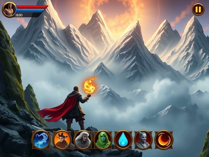 Mountain Mystic Mage magic system interface showing elemental spells