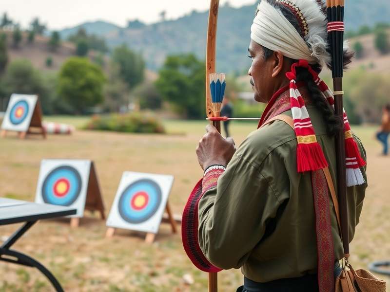 Traditional Indian Arrow Slinger demonstration