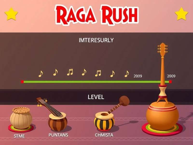Raga Rush difficulty progression and level selection screen