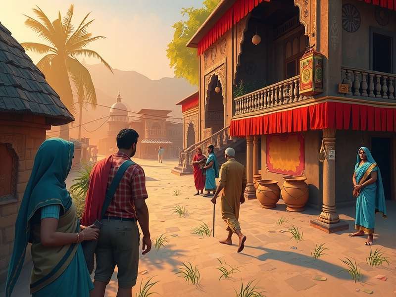 Rural India Rover gameplay screenshot showing village exploration