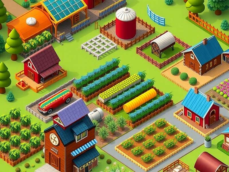 Farm customization options in Farm Ville Power Harvest showing various decorative elements