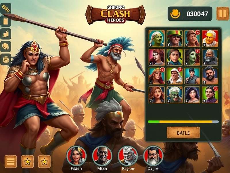 Chrono Clash Indian Heroes gameplay screenshot showing historical Indian warriors in battle