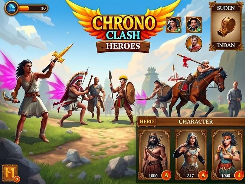 Chrono Clash Indian Heroes strategy interface showing hero selection and battle planning
