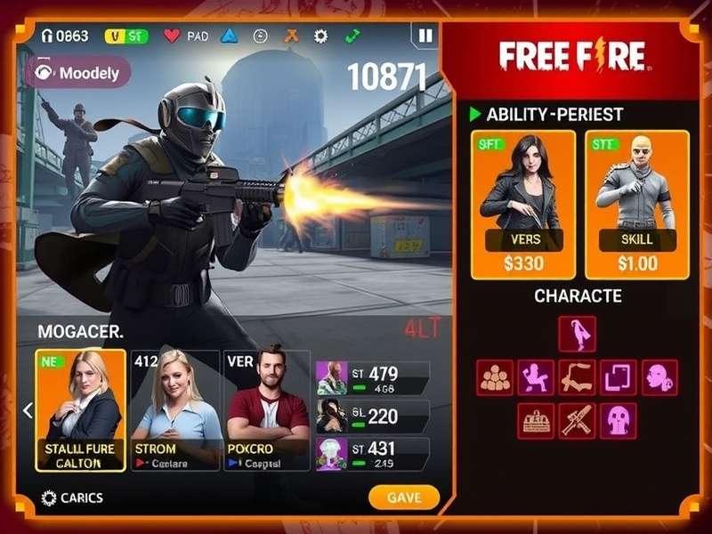Free Fire Elite Rampage character selection and customization screen