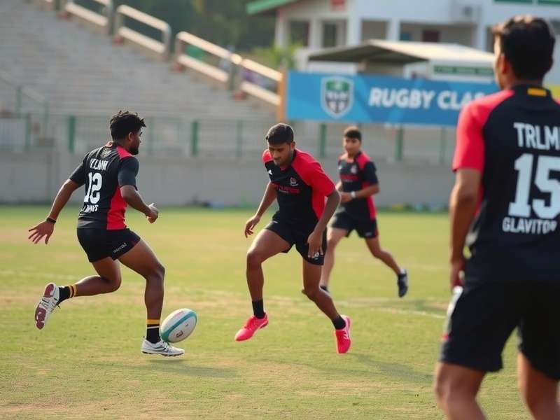 Rugby Gladiators Vizag community coaching clinic with children