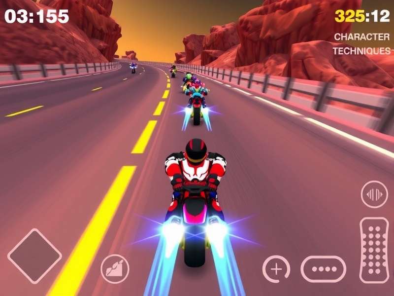 Radiant Rider gameplay screenshot showing dynamic racing action