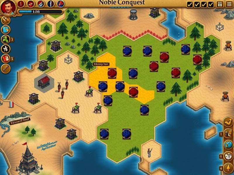 Noble Conquest battle scene showing strategic unit placement