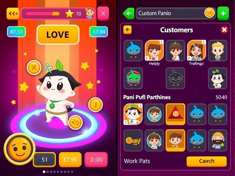 Pani Puri Power Duel gameplay screenshot showing colorful interface