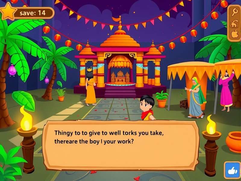 Durga Puja Adventure Quest gameplay screenshot showing festival environment