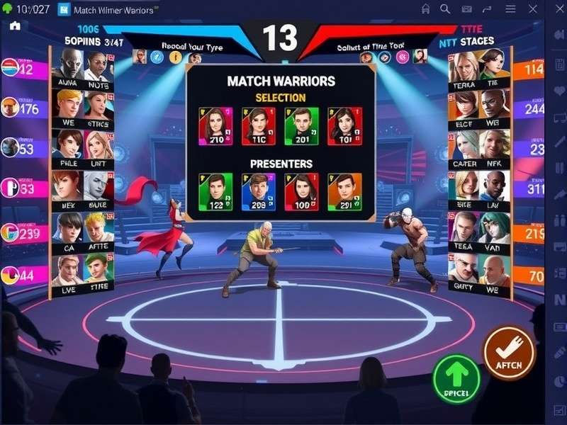Match Winner Warriors gameplay screenshot showing character selection and battle interface