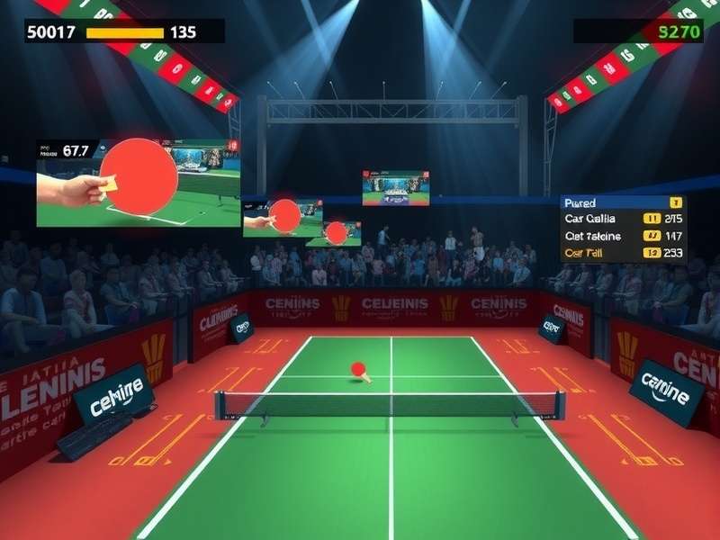 Indian Table Tennis Gladiator tournament scene with audience