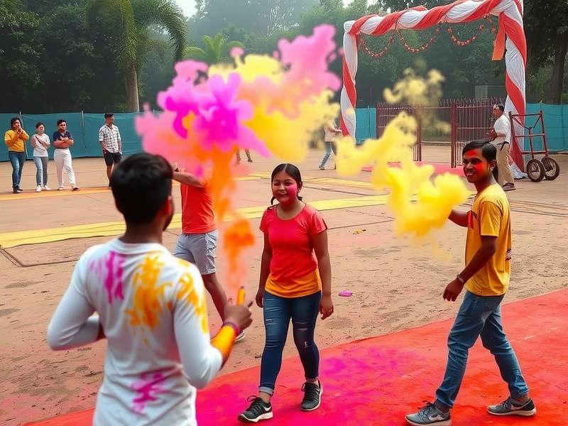 Participants preparing for Holi Bash Dash with proper safety gear