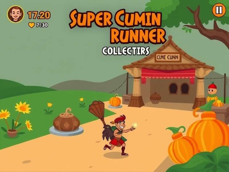 Super Cumin Runner gameplay screenshot showing character collecting spices