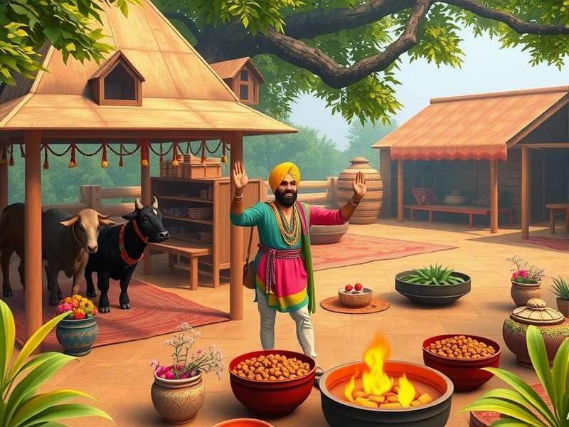 Punjabi Farmhouse Retreat gameplay showing traditional farming activities