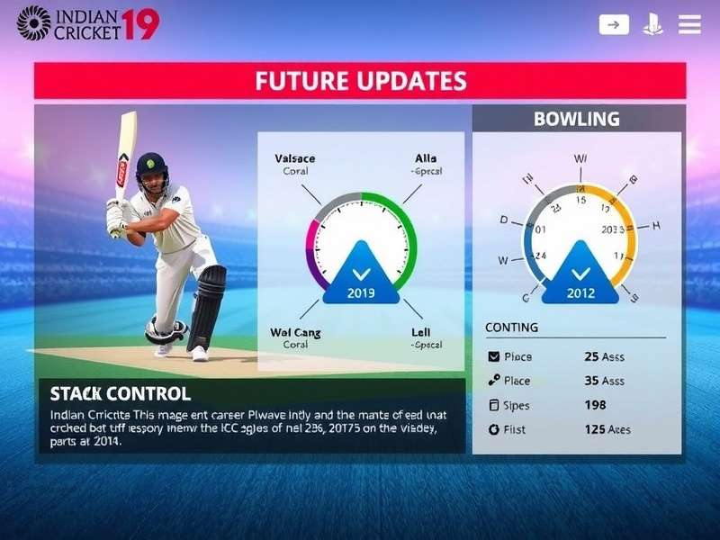 Indian Cricket Elite 19 gameplay screenshot showing batting interface