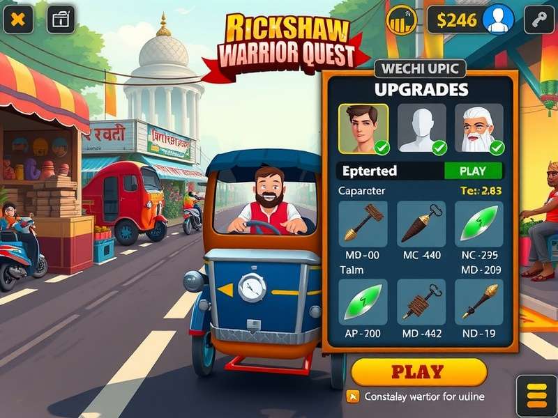 Rickshaw Warrior Quest character selection screen showing diverse driver options