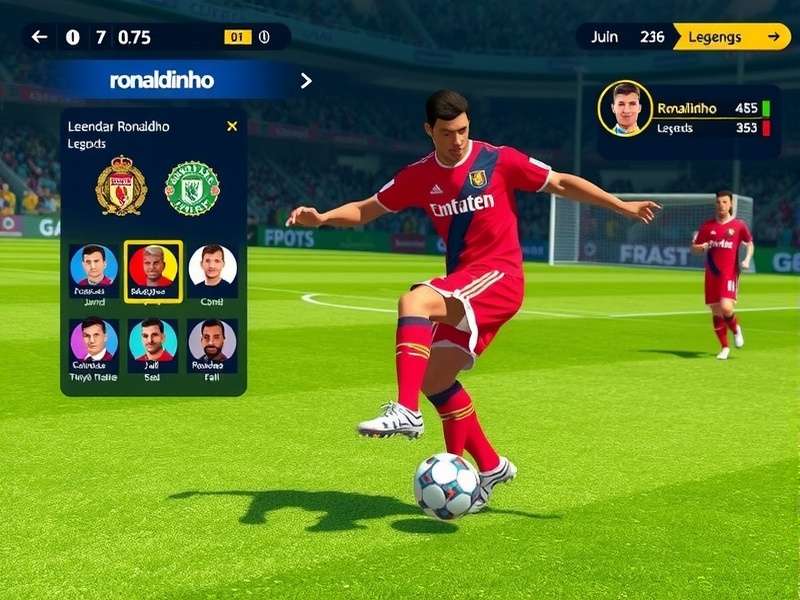 Legendary Ronaldinho character selection screen showing multiple football legends