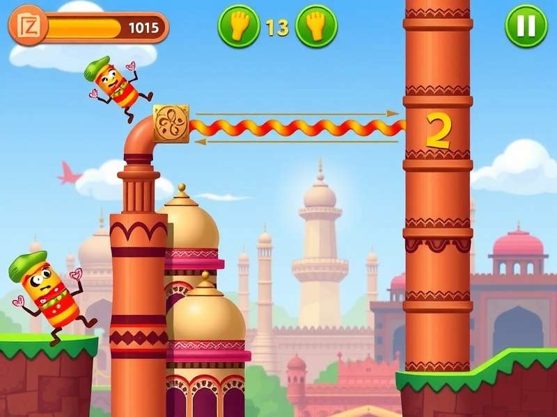 Kebab Cash Climb level progression showing different Indian landmark themes