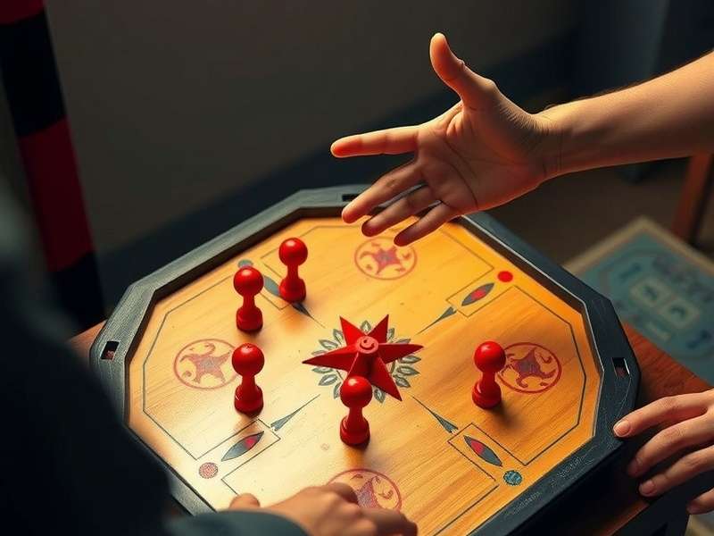 Player demonstrating proper Carrom Extreme Fighter shooting technique