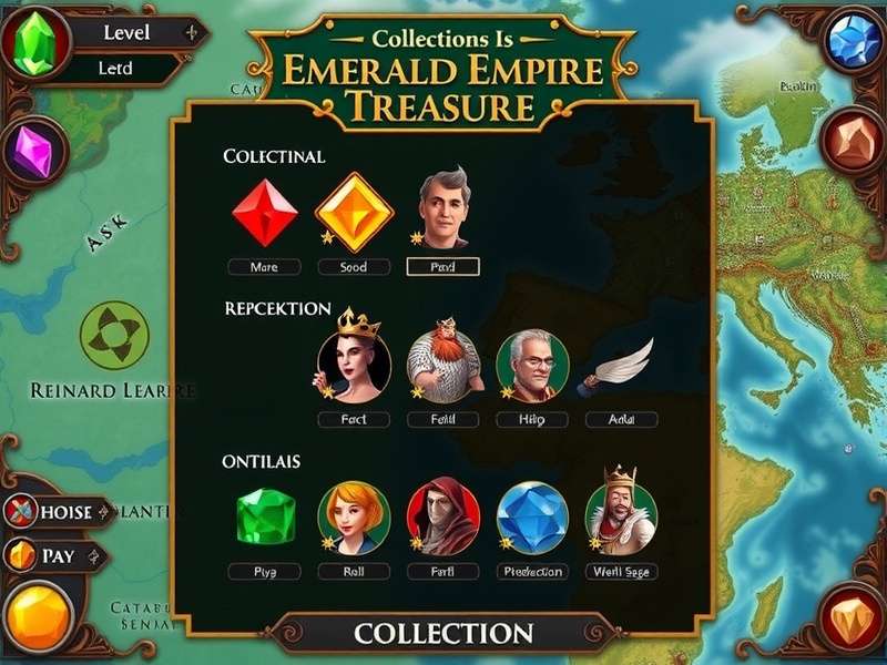 Emerald Empire Treasure level progression map showing different regions