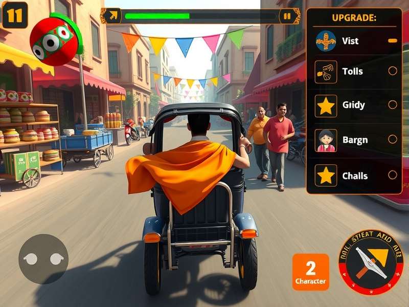 Rickshaw Warrior Quest upgrade menu showing vehicle customization options
