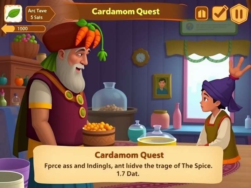 Cardamom Quest character interacting with spice merchant