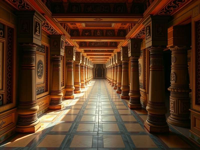 Cultural elements in Rishikesh Temple Maze showing traditional art