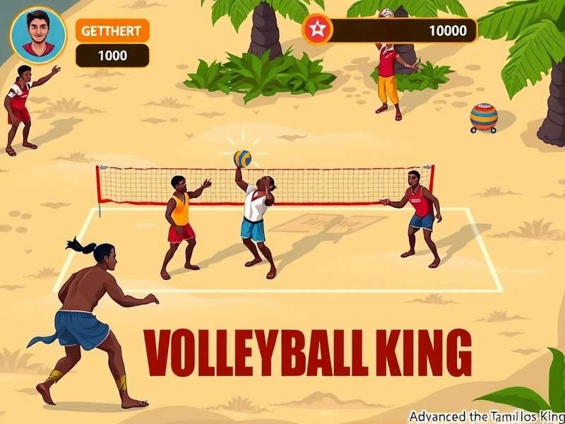 Tamil Volley King gameplay screenshot showing volleyball action