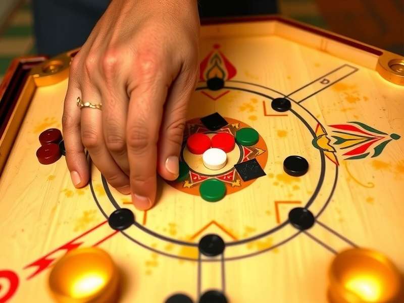 Carrom Turbo Star board setup with pieces