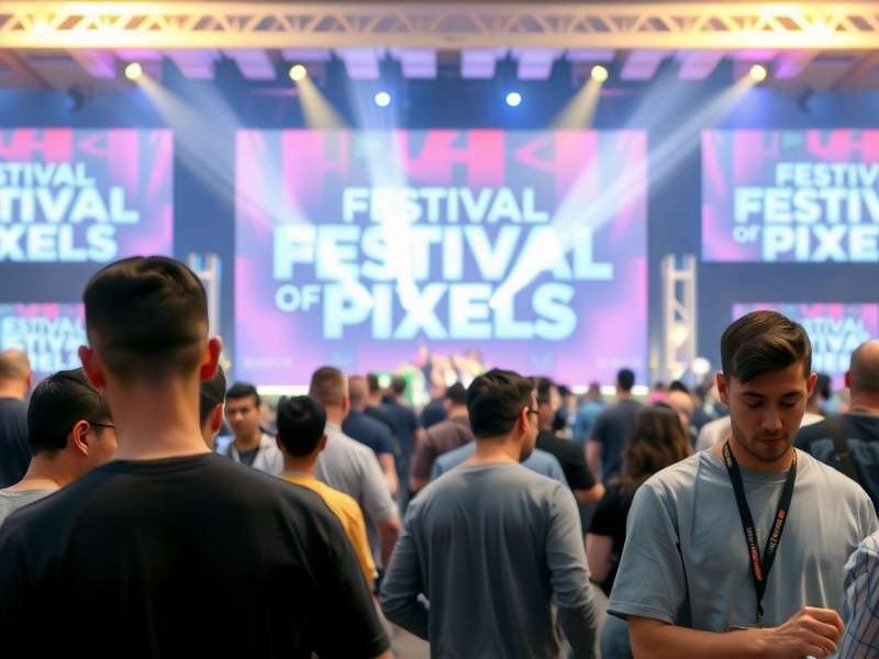 Festival Of Pixels main event stage with enthusiastic attendees