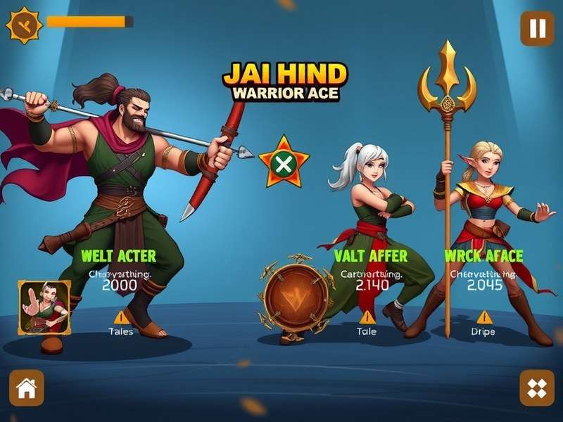 Jai Hind Warrior Ace character lineup showing diverse warriors