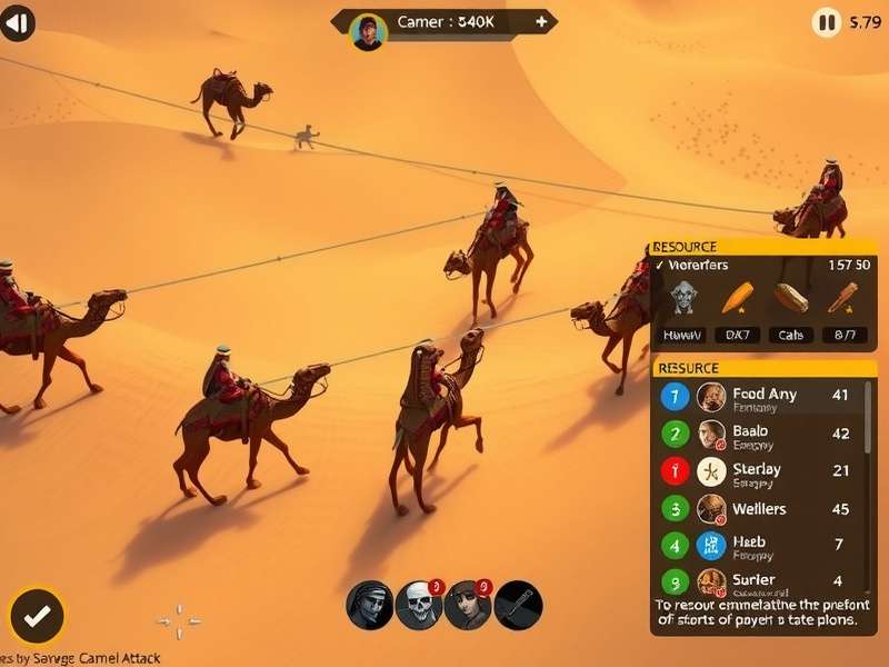 Savage Camel Attack gameplay screenshot showing camel warriors in desert battle