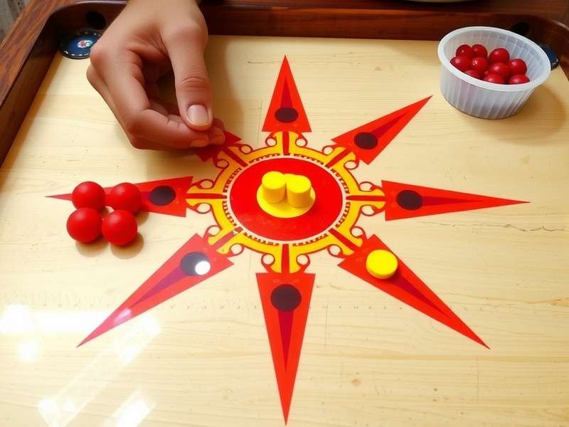 Historical carrom boards and pieces
