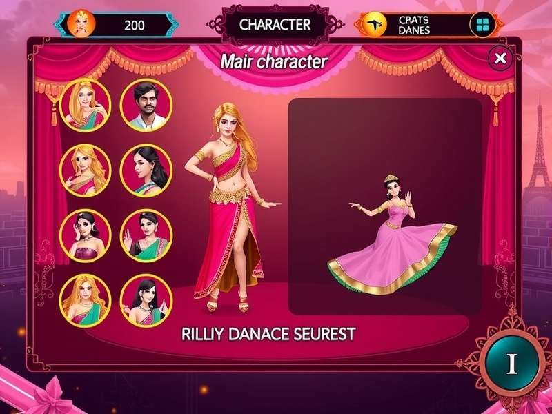 Radiant Bollywood Queen game interface showing character selection